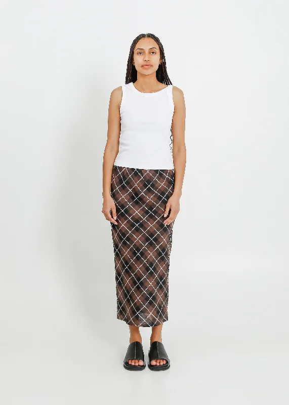 GEORGIA SKIRT / CHOCOLATE-BLACK-WHITE asymmetrical skirt cut