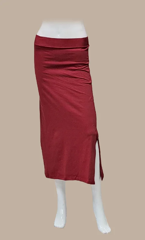 Maroon Shape Wear Under Skirt button skirt front