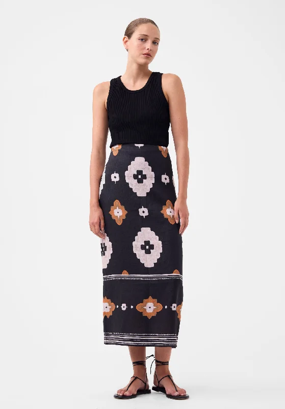 Navi Linen Skirt_Print velvet skirt sumptuous