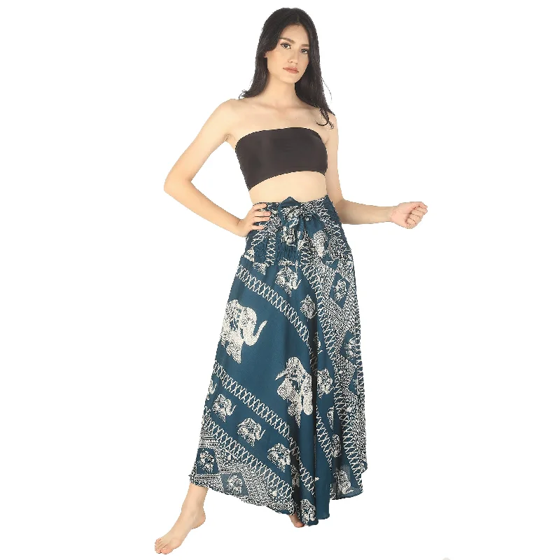 Pirate Elephant Women's Bohemian Skirt in Green SK0033 020023 05 silk skirt sleek