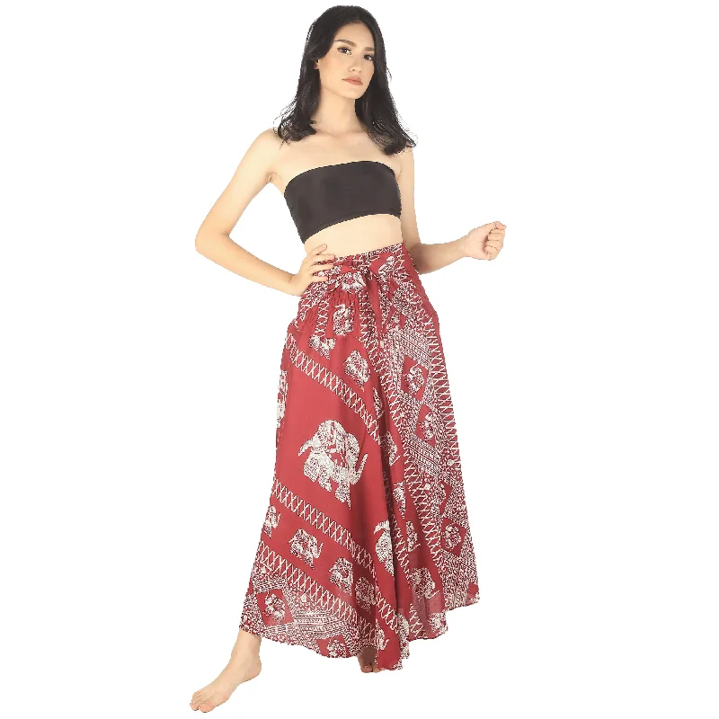 Pirate Elephant Women's Bohemian Skirt in Red SK0033 020023 02 velvet skirt sumptuous