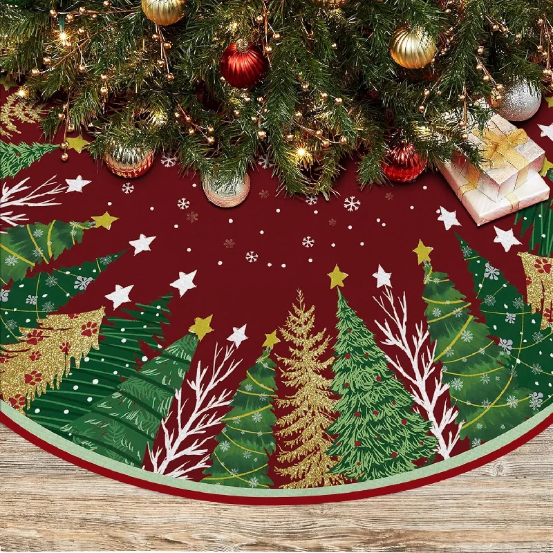 Red Leaves Pencil Tree Skirt - 48 Inches leather skirt bold