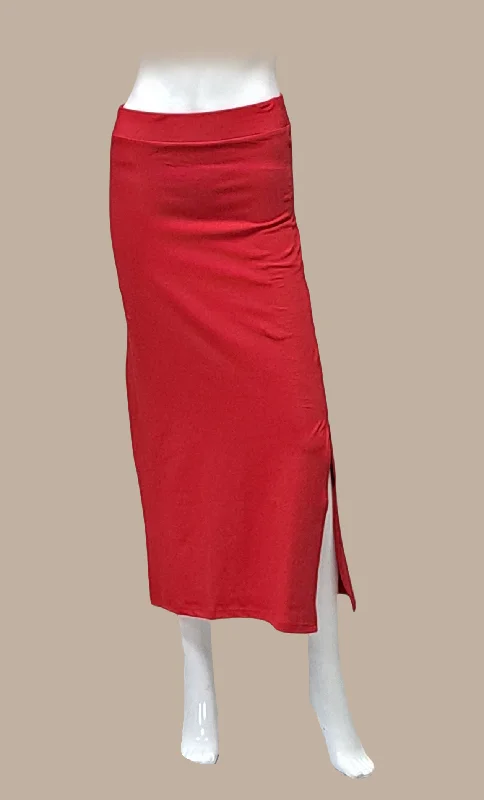 Red Shape Wear Under Skirt high slit skirt