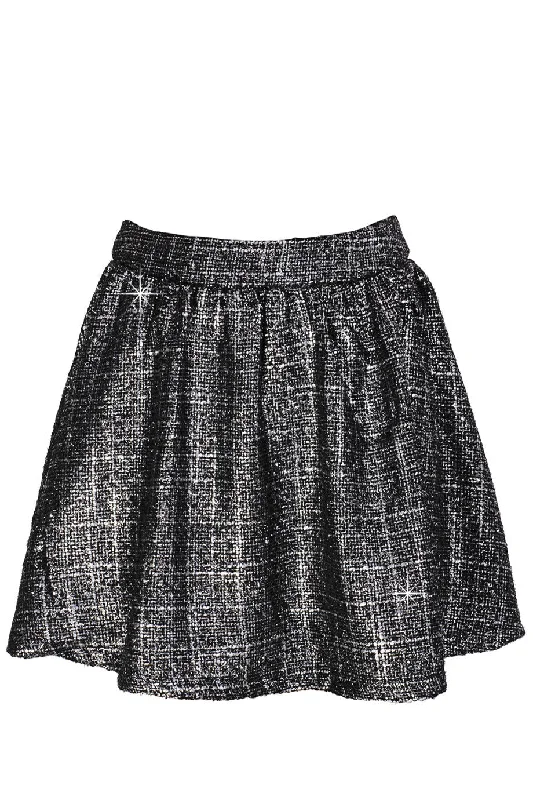 AZELIN Metallic Grey Mini Skirt chiffon skirt airy