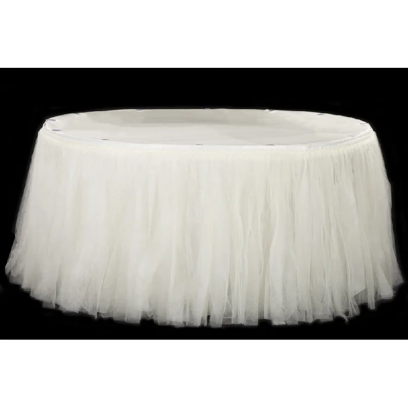 Tulle Tutu 14ft Table Skirt - Ivory leather skirt sleek