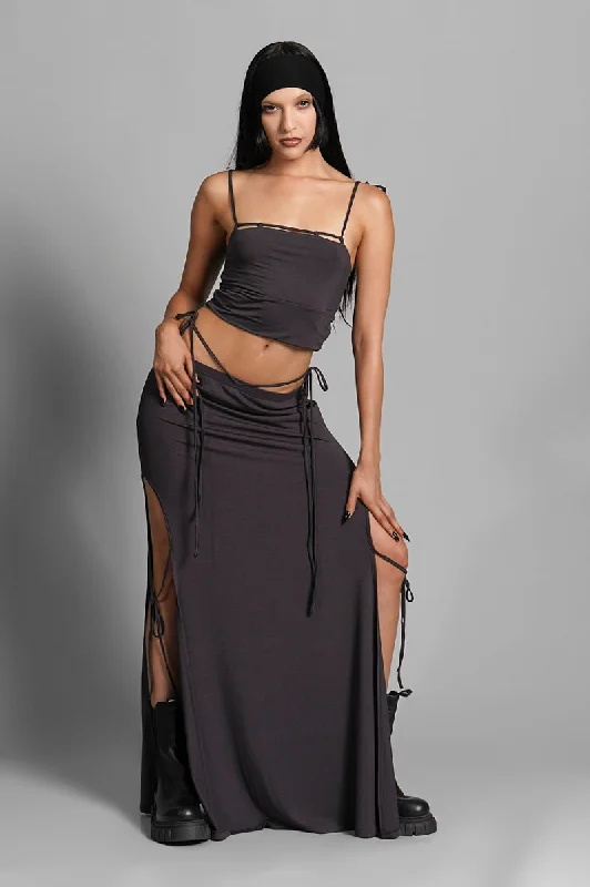 Venus Maxi Skirt velvet skirt glossy