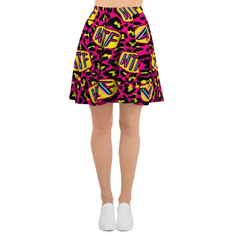 WTF Cheetah Hiphop Graffiti Print Women's Skirt leather skirt bold