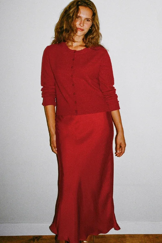 Z Supply: Europa Poly Sheen Skirt in Haute Red wool skirt sturdy